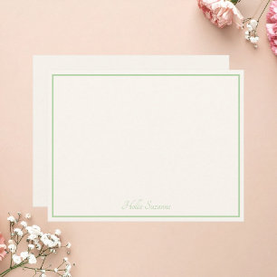 Chic Modern Minimalist Ivory Sage Green Note Card