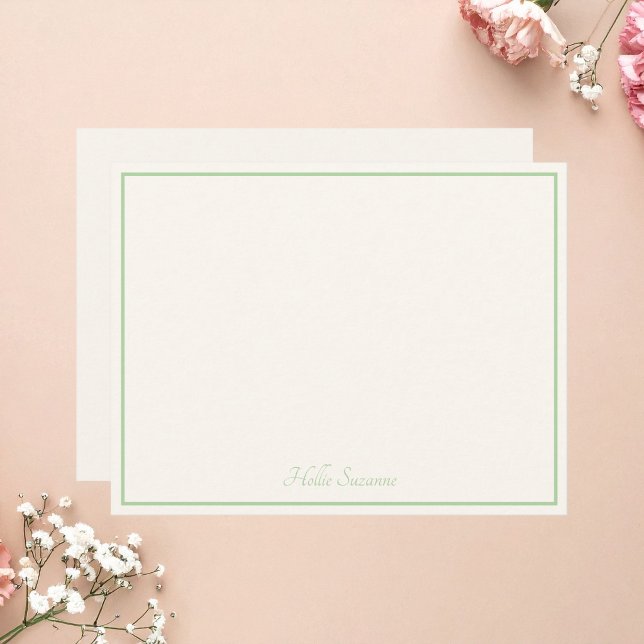 Chic Modern Minimalist Ivory Sage Green  Note Card (Creator Uploaded)