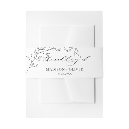 Chic Modern Minimalist Leaf Laurel Branch Wedding Invitation Belly Band