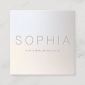 Chic Modern Minimalist Luminous Silver Square Square Business Card (Front)