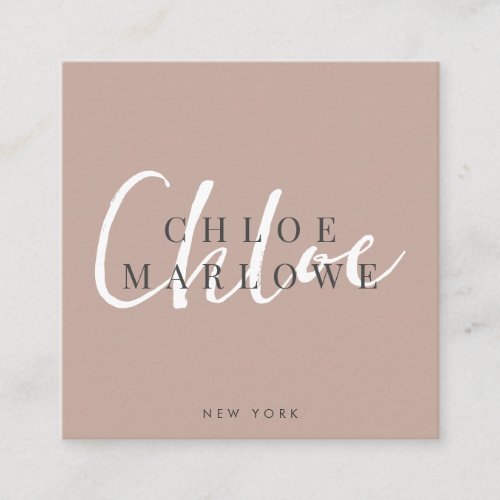 Chic Modern Minimalist Monogram  Square Business Card