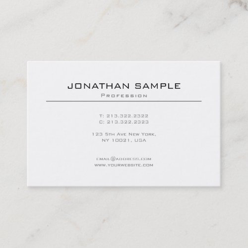 Chic Modern Minimalist Plain Professional Design Business Card