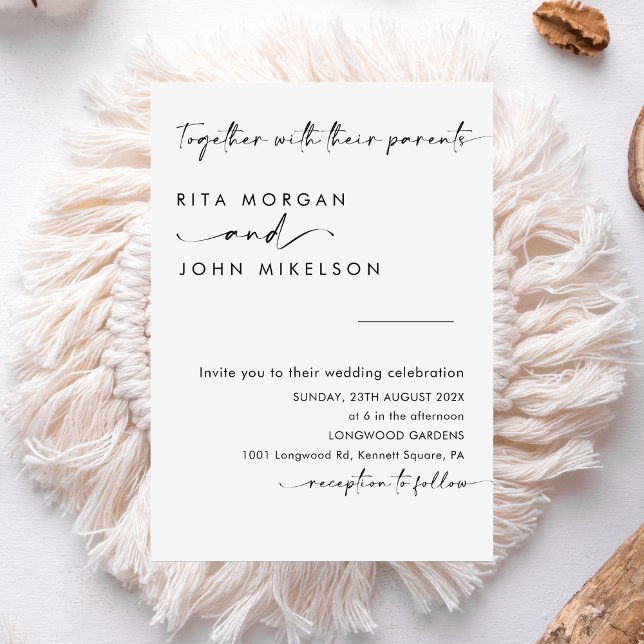 Chic Modern Minimalist Script Wedding Invitation (Creator Uploaded)