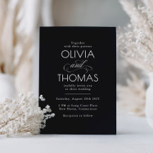 Chic Modern Minimalist Typography Black Wedding