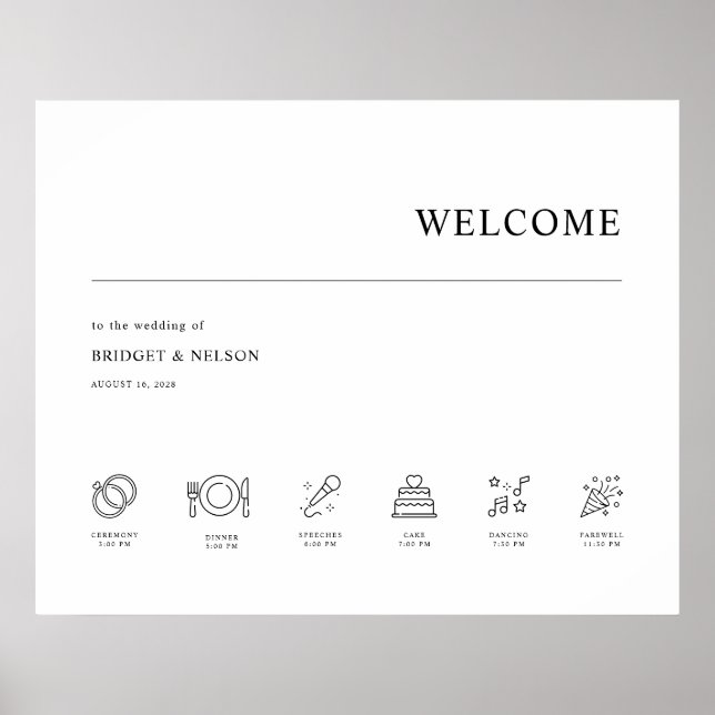 Chic Modern Minimalist Wedding Welcome Sign (Front)