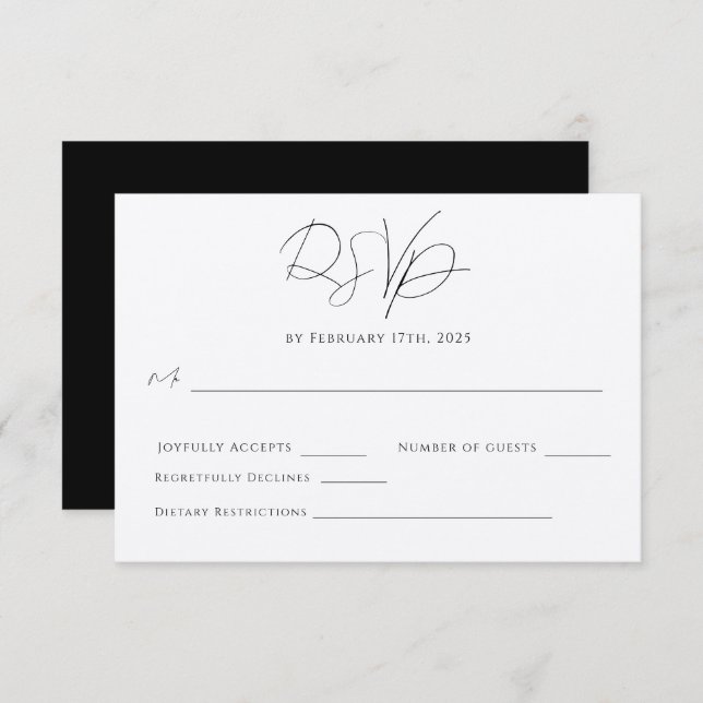 Chic Modern Minimalistic Simple Elegant  RSVP Card (Front/Back)