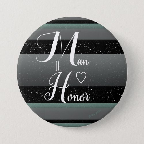 Chic Modern Mint Black Gray Striped Man of Honor Button