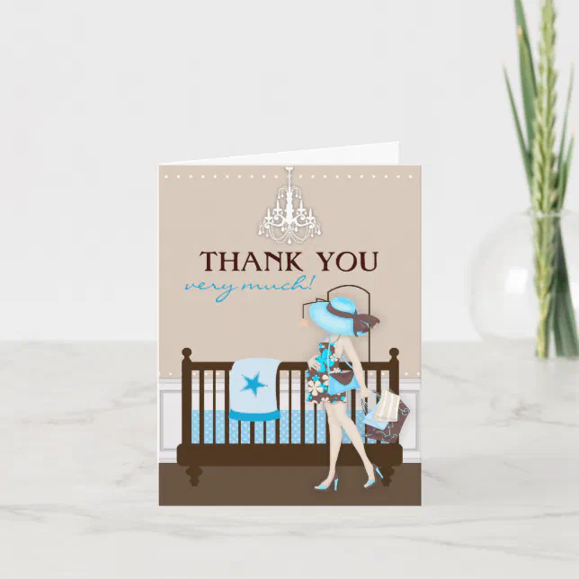Chic Modern Mom Baby Shower Thank You Card | Zazzle