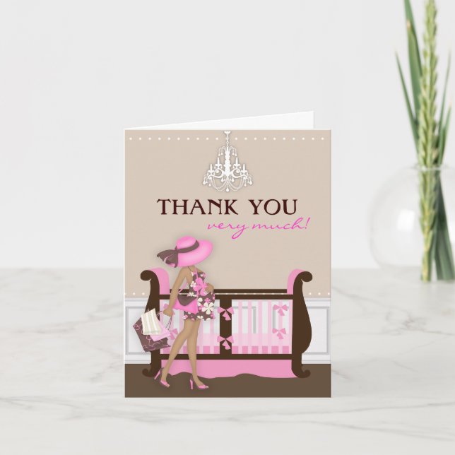 Chic Modern Mom Baby Shower Thank You Card (Front)