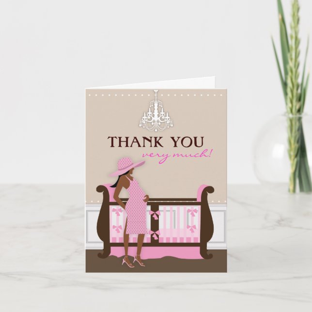 Chic Modern Mom Baby Shower Thank You Card (Front)