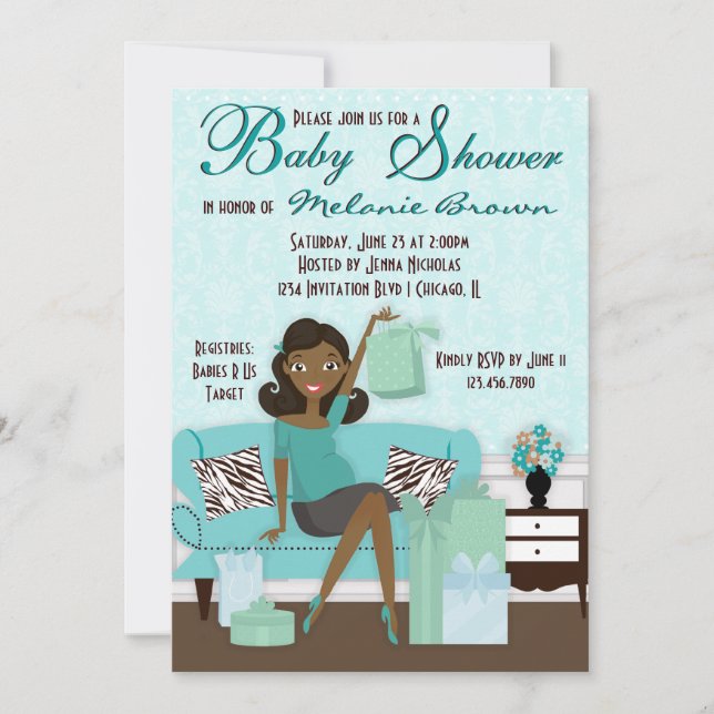 Chic Modern Mom with Gifts Baby Shower Invite (Front)