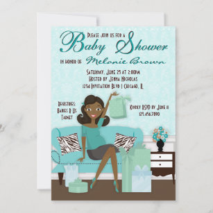 Chic Modern Mom with Gifts Baby Shower Invite