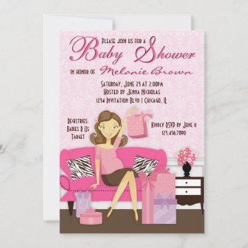 Chic Modern Mom With Gifts Baby Shower Invite by InvitationBlvd at Zazzle