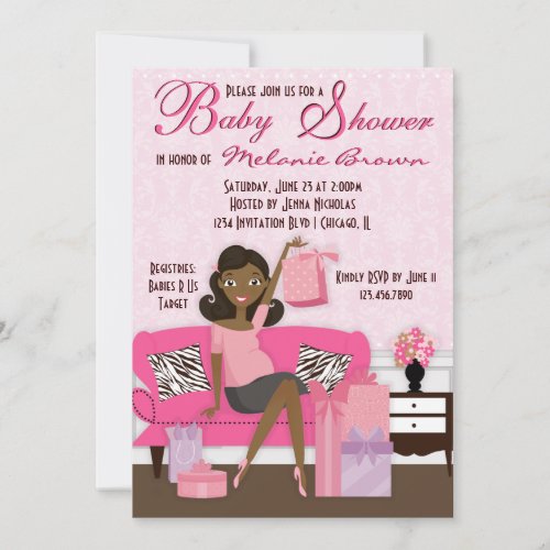 Chic Modern Mom with Gifts Baby Shower Invite