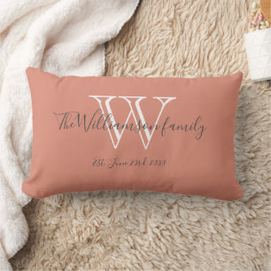Chic Modern Monogram Family Name Cute Keepsake Lumbar Pillow