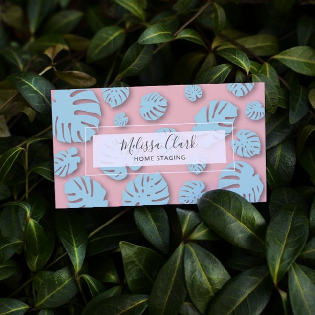 Chic Modern Monstera Leaf Tropical Pattern Business Card (Creator Uploaded)