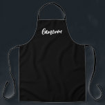 Chic Modern Name script Custom Apron<br><div class="desc">Introducing the Chic Modern Name Script Custom Apron, a stylish and personalized accessory for cooking enthusiasts, culinary friends, gardeners, and artists. This apron offers a sleek and minimalist design, featuring a black and white color scheme and a chic script font typeface. Make this apron truly unique by customizing it with...</div>