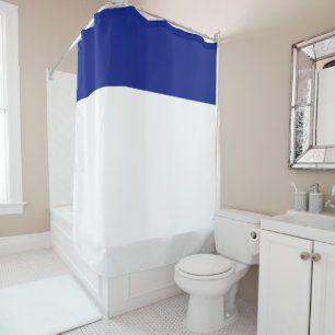 Chic Modern Nautical Navy Blue White Color Block Shower Curtain