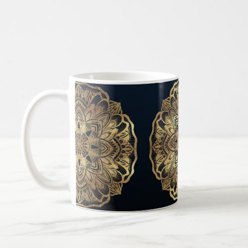 Chic Modern Navy Blue Gold Mandala Coffee Mug