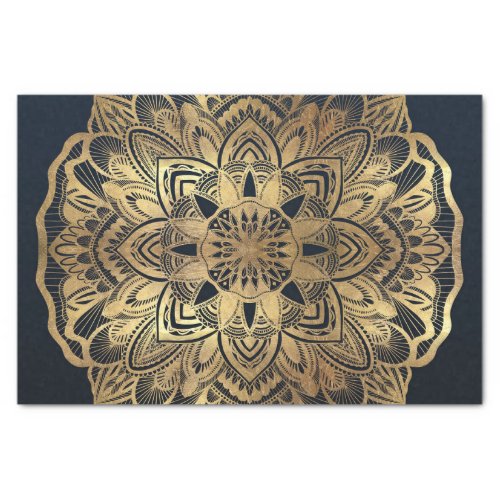 Chic Modern Navy Blue Gold Mandala Tissue Paper