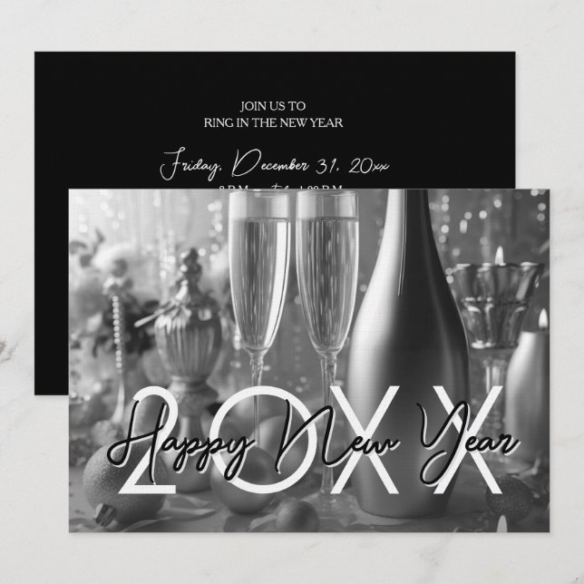 Chic Modern New Year's Eve Party Invitation (Front/Back)