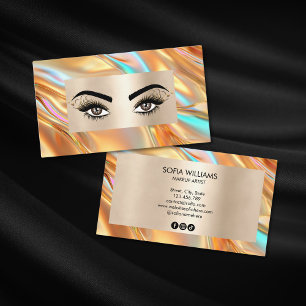 Chic Modern Opal Gold Makeup Artist Beauty Salon Business Card