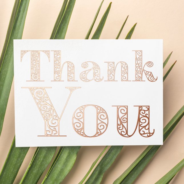      Chic Modern Ornate Rose Gold Classy Thank You Foil Holiday Card (Creator Uploaded)