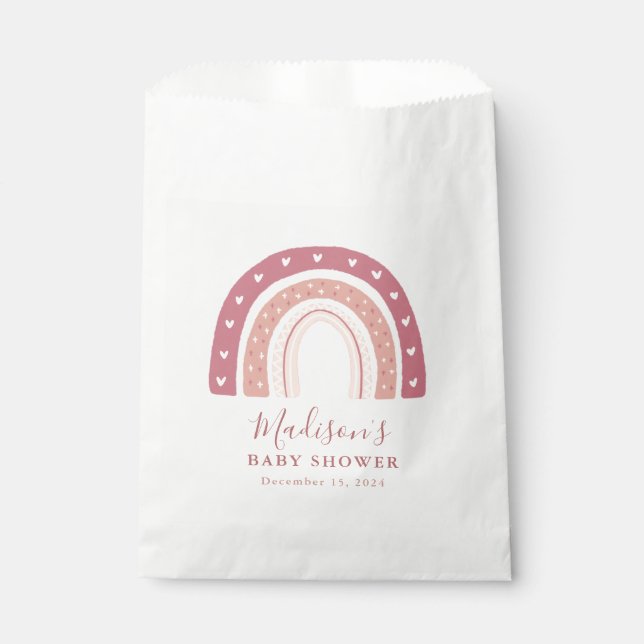 Chic Modern Pastel Pink Rainbow Baby Shower Favor Bag (Front)