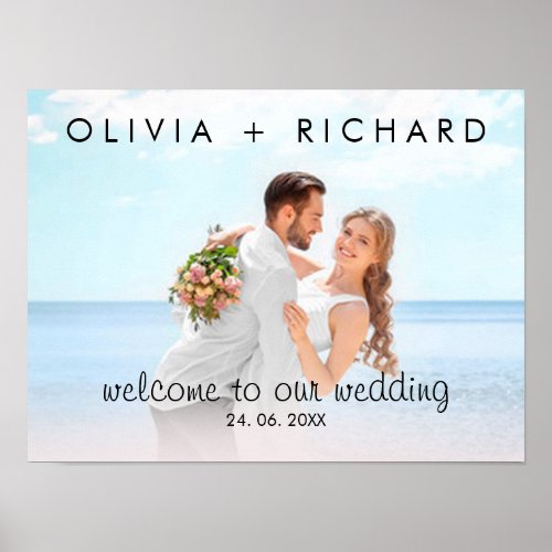 Chic Modern Personalized Photo Wedding Welcome Poster