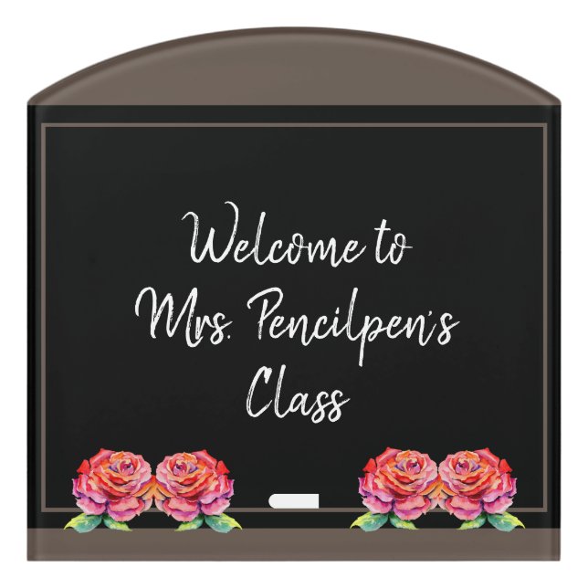 Chic Modern Personalized Teacher  Door Sign (Contour Front)
