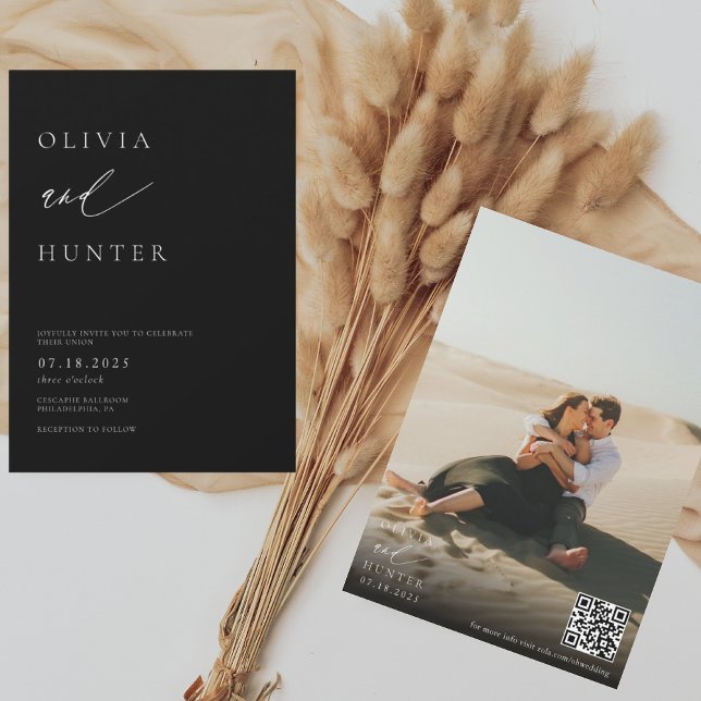 Chic Modern Photo Black & White Wedding Invitation (Creator Uploaded)