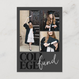 Chic Modern Photo Charcoal College Fund Graduation Enclosure Card