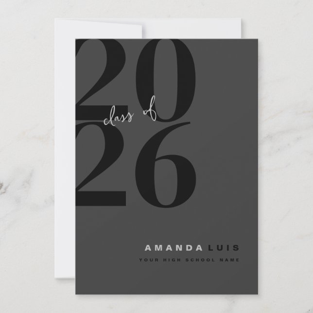 Chic Modern Photo Charcoal Graduation Invitation (Front)