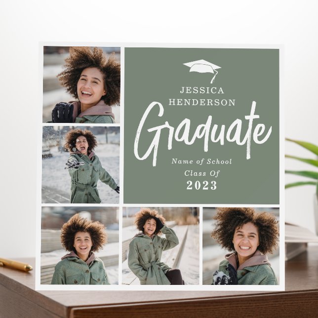 Chic Modern Photo Collage Custom Color Graduate Foam Board (In Situ (Office))