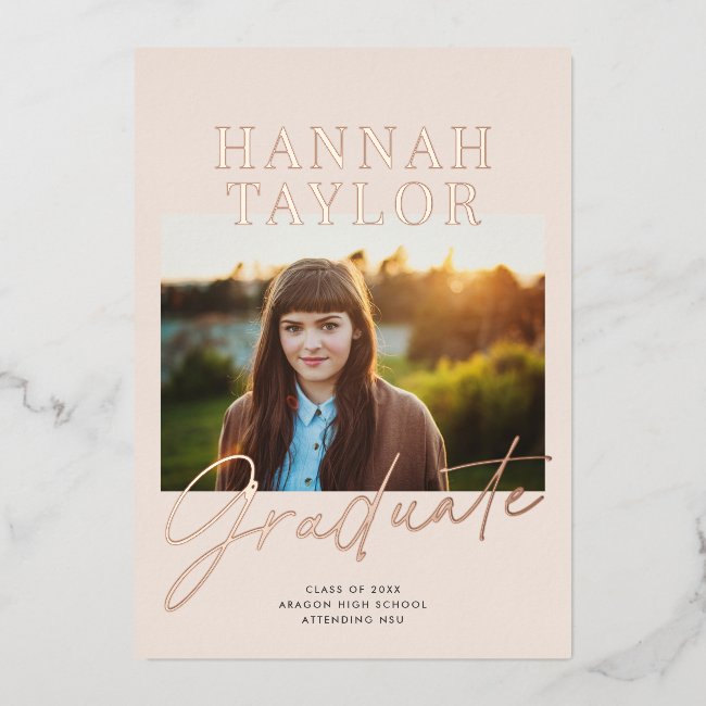 Chic Modern Photo Foil Graduation Announcement