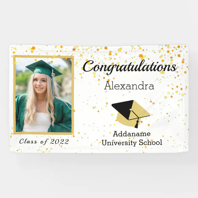 Chic Modern Photo graduation class of 2022 Banner | Zazzle