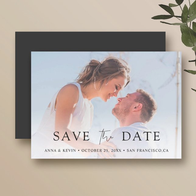 Chic Modern Photo Save the Date Wedding Magnetic Invitation (Creator Uploaded)