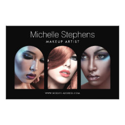 Chic Modern Photo Trio Makeup Artist Black Flyer