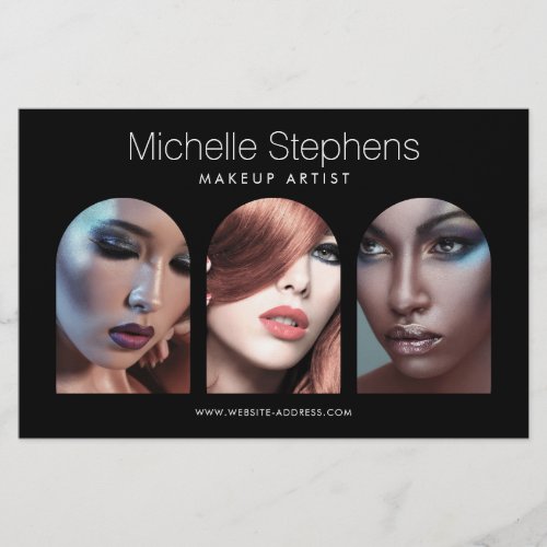 Chic Modern Photo Trio Makeup Artist Black Flyer