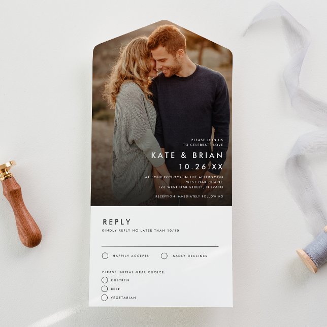 Chic Modern Photo Wedding All In One Invitation (Creator Uploaded)