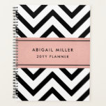 Chic Modern Pink, Black and White Chevron Pattern Planner<br><div class="desc">Organize your time in style with a chic modern planner. All text on this template is simple to personalize or delete. The pink, black and white design features a cute chevron zig-zag pattern, pretty faux rose gold foil stripe, and your name, title, or other customized text of your choice. Please...</div>