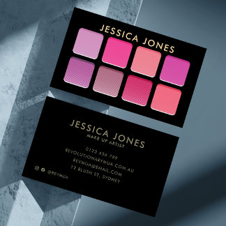 Chic Modern Pink Eyeshadow Pallete Makeup Artist Business Card