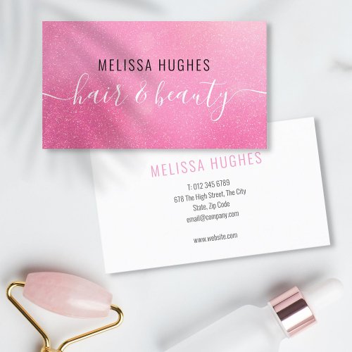 Chic Modern Pink Glitter Business Card