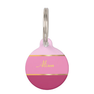 chic modern pink gold Name Pet ID Tag