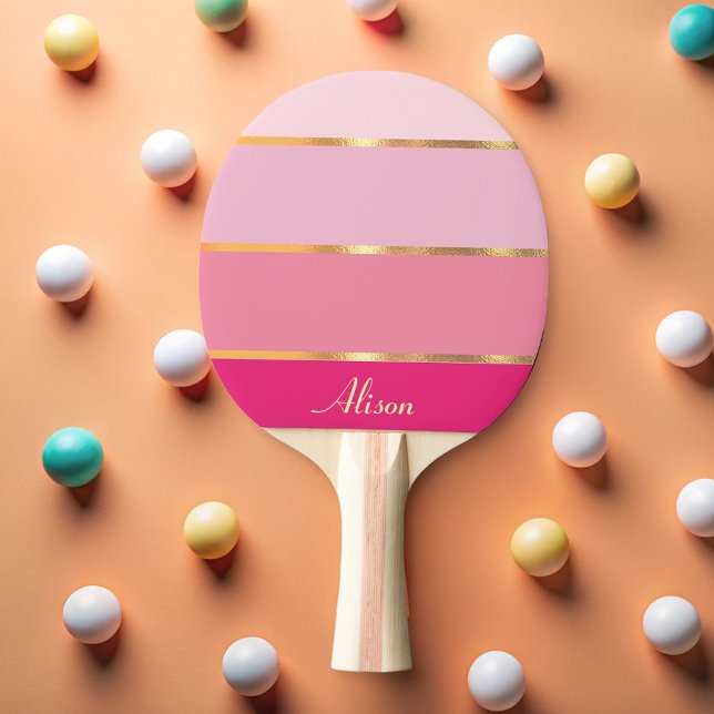 chic modern pink gold Name Ping Pong Paddle (Creator Uploaded)