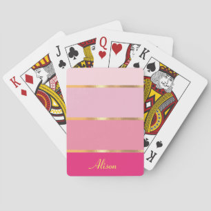 chic modern pink gold Name Poker Cards
