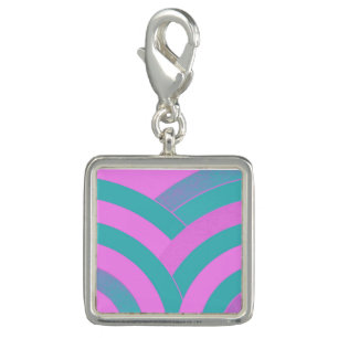 chic modern pink/green chevron charm
