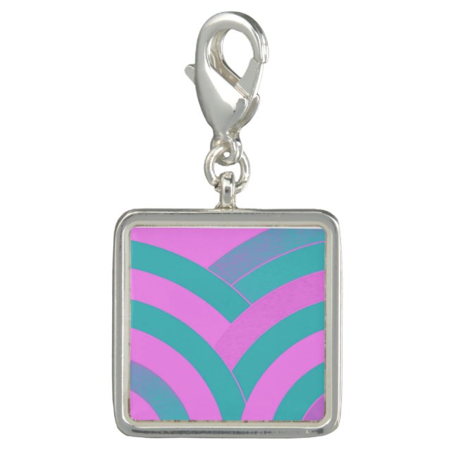 chic modern pink/green chevron charm (Front)