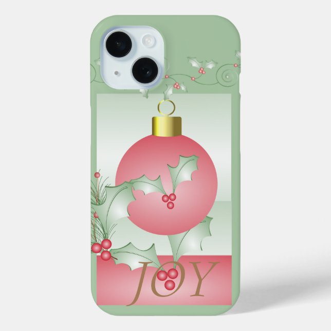 Chic Modern Pink Green Christmas Joy Case-Mate iPhone Case (Back)