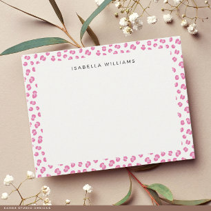 Chic Modern Pink Leopard Animal Print Note Card